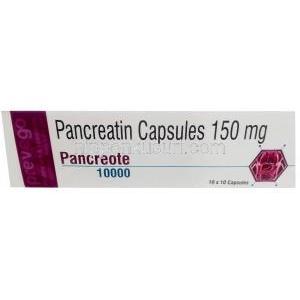パンクレオテ, パンクレアチン 150 mg (10000),カプセル, 製造元：Prevego Healthcare & Research Private Limited,箱表面