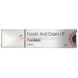 フシスキン クリーム, フシジン酸 20 mg, クリーム 15 g, 製造元：Entod Pharmaceuticals Ltd, 箱表面