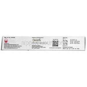 フシスキン クリーム, フシジン酸 20 mg, クリーム 15 g, 製造元：Entod Pharmaceuticals Ltd, 箱情報