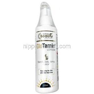 グロ タミンローション, ローション 200 mL, 製造元：Entod Pharmaceuticals Ltd, ボトル表面