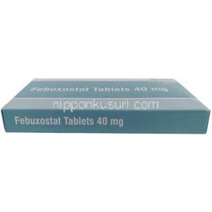 フェブキソスタット (Sava社製), フェブキソスタット 40 mg, 製造元：Sava Healthcare,箱底面