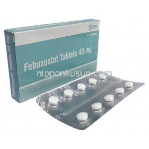 フェブキソスタット (Sava社製), フェブキソスタット 40 mg, 製造元：Sava Healthcare,箱, シート