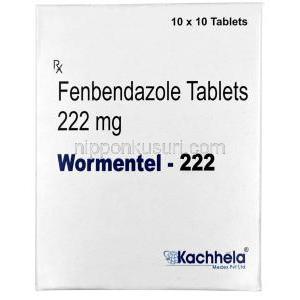 ワーメンテル 222, フェンベンダゾール 222mg, 製造元：Kachhela Medex, 箱表面