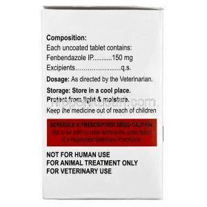 フェンフォース, フェンベンダゾール（動物用）150 mg, 製造元：Fortune Healthcare Pvt., Ltd, 箱情報