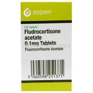フルドロコルチゾン 0.1mg,製造元：Aspen, 箱裏面