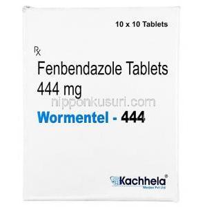 ワーメンテル 444, フェンベンダゾール 444mg, 製造元：Kachhela Medex, 箱表面