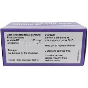フルドロコルチゾン (Sava社製), フルドロコルチゾン 100 mcg, 製造元：SAVA Healthcare, 箱情報, 保管方法