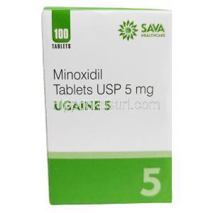 ウゲイン 5, ミノキシジル 5mg, 製造元：Sava Healthcare, ボトル形式,  箱表面