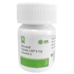 ウゲイン 5, ミノキシジル 5mg, 製造元：Sava Healthcare, ボトル形式,  ボトル表面