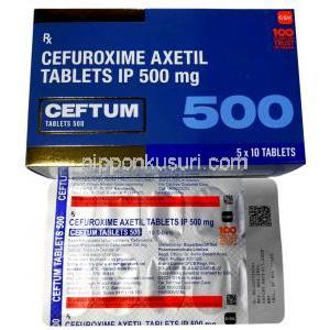 セフタム, セフロキシム  500mg, 製造元：GSK 箱, シート情報