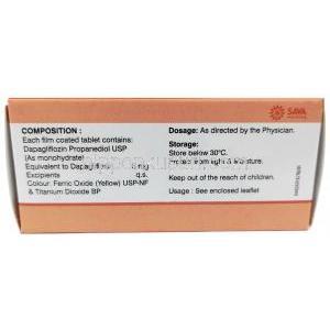 グルック イーゼット 5, ダパグリフロジン 5 mg, 製造元：SAVA Healthcare Limited, 箱情報, 成分, 保管方法