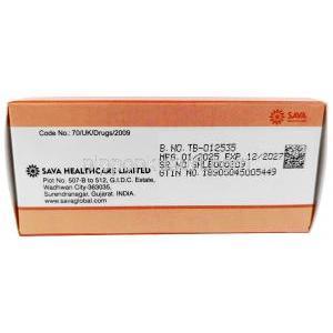 グルック イーゼット 5, ダパグリフロジン 5 mg, 製造元：SAVA Healthcare Limited, 箱情報, 製造日, 消費期限