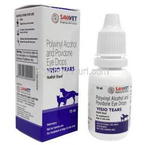 ヴィジョティアーズ 点眼薬（ペット用）, ポリビニールアルコール/ ポビドン, ペット用点眼薬 15 mL,製造元：SAVA Healthcare Limited, 箱, ボトル