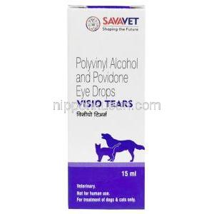 ヴィジョティアーズ 点眼薬（ペット用）, ポリビニールアルコール/ ポビドン, ペット用点眼薬 15 mL,製造元：SAVA Healthcare Limited, 箱表面