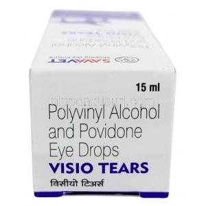 ヴィジョティアーズ 点眼薬（ペット用）, ポリビニールアルコール/ ポビドン, ペット用点眼薬 15 mL,製造元：SAVA Healthcare Limited, 箱上面