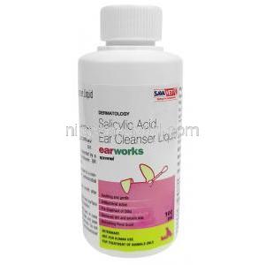 イヤーワークス ペット用耳洗浄液, サリチル酸, ペット用耳洗浄液100 mL,製造元：SAVA Healthcare Limited, ボトル表面