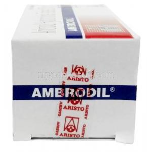 アンブロディル, アセブロフィリン 30 mg, 製造元：Aristo Pharmaceuticals, 箱側面