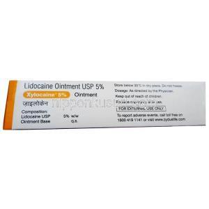 Xylocaine Ointment, Lidocaine 5% w/w, Ointment 50 g, Zydus Cadila, Box information (New package)