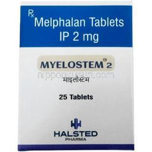 マイエロスタム, メルファラン 2 mg, 製造元：Halsted Pharma Pvt.,Ltd, 箱表面