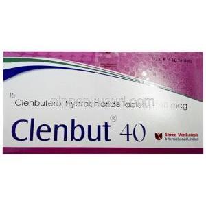 クレンバット 40,クレンブテロール 40mcg, 製造元：Shree Venkatesh International, 箱表面