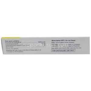 オキュポルDX 眼軟膏, クロラムフェニコール10mg/デキサメタゾン1mg/ポリミキシンB10000IU,眼軟膏 5 g, 製造元：Centaur Pharmaceuticals Pvt Ltd, 箱情報, 使用方法