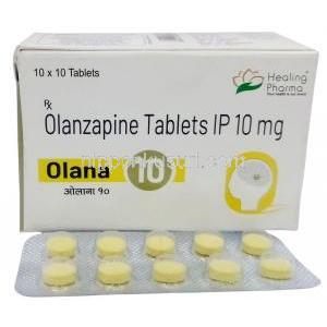オラナ 10, オランザピン 10 mg, 製造元：American Remedies,箱, シート