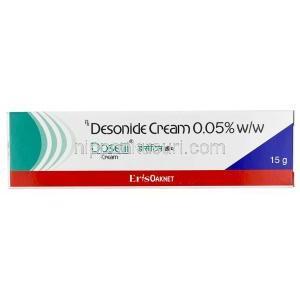 ドセチル クリーム, デソニド 0.05% w/w, クリーム 10 g,製造元： Eris Oaknet,箱表面
