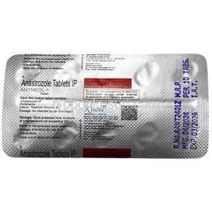 アントレオール-1, アナストロゾール 1mg, 製造元：Knoll Healthcare,シート情報
