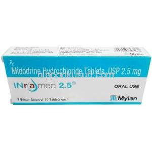 インラメッド 2.5, ミドドリン 2.5 mg, 製造元：マイラン, 箱表面