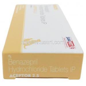 アクセプター 2.5, ベナゼプリル 2.5 mg, 製造元：SAVA Healthcare,箱情報, 箱側面2