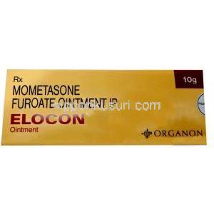 エロコン軟膏, モメタゾンフランカルボン酸エステル 0.1%, 軟膏 10g, 箱表面