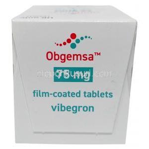 オブゲムサ, ビベグロン 75 mg, 製造元：Pierre Fabre, 箱上面