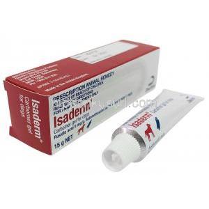 イサダーム犬用ジェル, フシジン酸5mg / ベタメタゾン1mg ジェル 15 g, 製造元：Dermcare-Vet Pty Ltd, 箱, チューブ