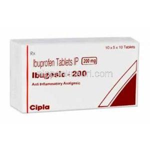 イブジェシック Ibugesic, モトリン ジェネリック, イブプロフェン 200mg 錠 (Cipla) 箱