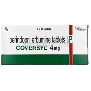 コバシル, ペリンドプリルエルブミン 4 mg, 製造元：Servier Pharmaceuticals India, 箱表面