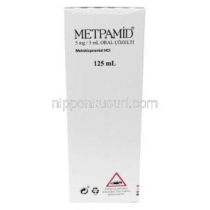 メトパミド シロップ, メトクロプラミド 5mL あたり5mg , シロップ 125mL, 製造元：Sifar,箱裏面