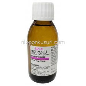 メトパミド シロップ, メトクロプラミド 5mL あたり5mg , シロップ 125mL, 製造元：Sifar, ボトル表面