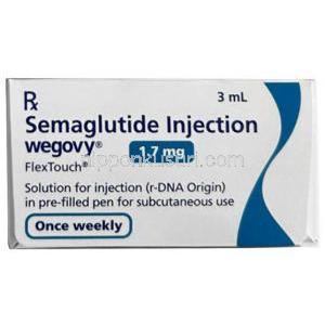ウゴービ, セマグルチド 1.7 mg,1.7 mg ペン型注射 (コンビパック )  4回分, 3 mL, 製造元：ノボノルディスクファーマインド, 箱側面