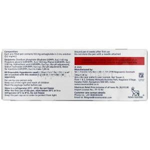 ウゴービ, セマグルチド 2.4 mg, ペン型注射 (コンビパック)  4回分, 3 mL, 製造元：ノボノルディスクファーマインド, 箱情報, 成分, 注意事項