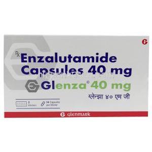 グレンザ, エンザルタミド 40 mg, 製造元：Glenmark Pharma, 箱表面