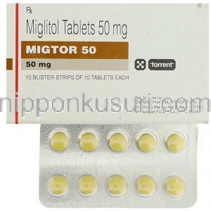 ミグトール 25 Migtor 25, セイブル ジェネリック, ミグリトール 50mg 錠 (Torrent)