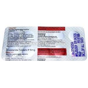 フィナペット犬用, フィナステリド 5 mg, 10 錠, 製造元：Vivaldis Animal Health, シート情報, 製造元, 製造日, 消費期限