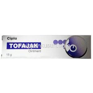 トファジャック軟膏, トファシチニブ2% 軟膏 15 g, 製造元： Cipla, 箱表面
