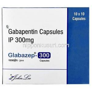 グラバゼップ 300,ガバペンチン 300 mg, 製造元：Johnlee Pharmaceuticals, 箱表面