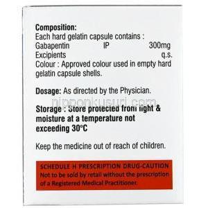 グラバゼップ 300,ガバペンチン 300 mg, 製造元：Johnlee Pharmaceuticals, 箱情報
