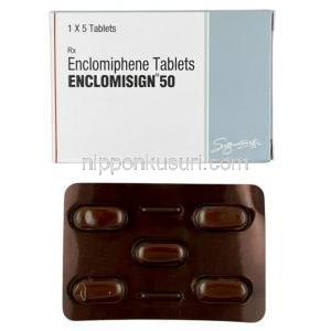 エンクロミサイン, エンクロミフェン 50 mg, 5 錠, 製造元：HAB Pharma,箱, シート