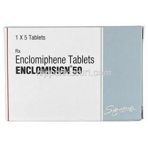 エンクロミサイン, エンクロミフェン 50 mg, 5 錠, 製造元：HAB Pharma, 箱表面