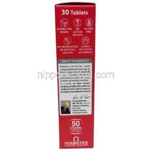 ビタバイオティクス ウルトラ アイロン,ビタミンC 80mg/葉酸 200μg/ビタミンB12 10μg/ 鉄分 14mg, 製造元：Vitabiotics Ltd, 箱情報, 製造元会社情報