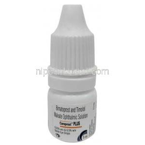 ケアプロストプラス 点眼薬, ビマトプロスト0.03%/ チモロール 0.5%  点眼薬  3 mL, 製造元：Sun Pharma,  ボトル表面
