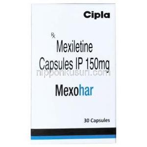 メキソハール, メキシレチン 150mg, 30 カプセル, 製造元：Cipla, 箱表面
